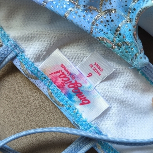 Basically by Btween Girls Size 6 Bikini Set Shiny Strappy Scales mermaid - Picture 7 of 8